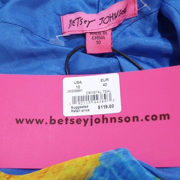 NEW! Betsy Johnson Rainbow Water Blue Tie Dye Hi Low Hem Ruffle Dress - 10 $119 - Picture 10 of 12